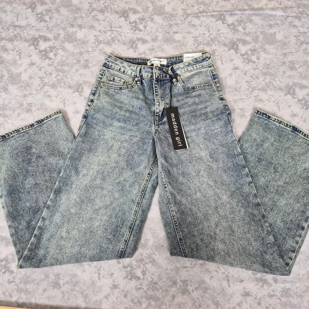 Madden Girl 90s Y2K Wide Leg Jeans‎ Womens 5 Retro Grunge Indie Sleaze Festival